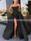 A-line Strapless Satin Sweep Train Sashes / Ribbons Prom Dresses #Favs020106959