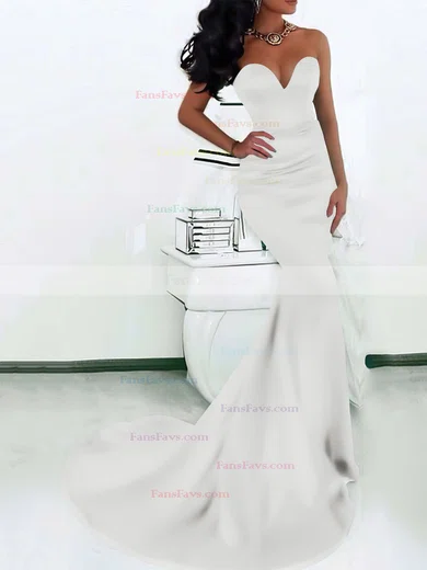 Trumpet/Mermaid Sweetheart Satin Sweep Train Prom Dresses #Favs020103517