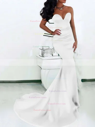 Trumpet/Mermaid Sweetheart Satin Sweep Train Prom Dresses #Favs020103517