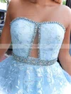Ball Gown Strapless Tulle Sweep Train Beading Prom Dresses #Favs020106986