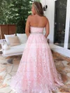 Ball Gown Strapless Tulle Sweep Train Beading Prom Dresses #Favs020106986