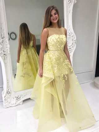 A-line Scoop Neck Organza Floor-length Beading Prom Dresses #Favs020106989 A-line Scoop Neck Organza Floor-length Beading Prom Dresses #Favs020106989