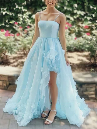 A-line Strapless Tulle Sweep Train Flower(s) Prom Dresses #Favs020107003 A-line Strapless Tulle Sweep Train Flower(s) Prom Dresses #Favs020107003