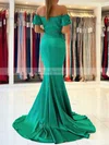 Trumpet/Mermaid Off-the-shoulder Silk-like Satin Sweep Train Ruffles Prom Dresses #Favs020107019
