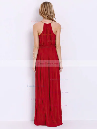 A-line Scoop Neck Chiffon Floor-length Sashes / Ribbons Prom Dresses #Favs020103547