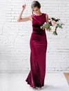 Sheath/Column Scoop Neck Velvet Ankle-length Prom Dresses #Favs020107040