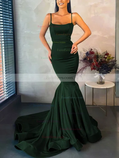 Trumpet/Mermaid Square Neckline Stretch Crepe Sweep Train Prom Dresses #Favs020107045
