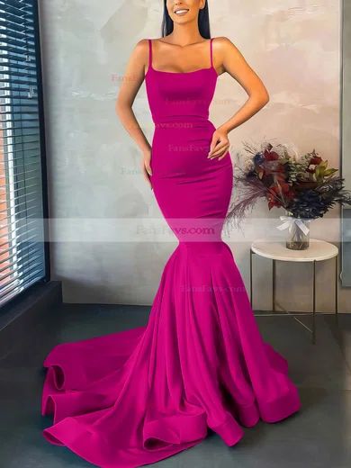 Trumpet/Mermaid Square Neckline Stretch Crepe Sweep Train Prom Dresses #Favs020107045