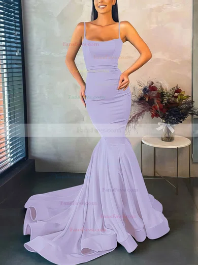 Trumpet/Mermaid Square Neckline Stretch Crepe Sweep Train Prom Dresses #Favs020107045