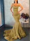 Trumpet/Mermaid Square Neckline Stretch Crepe Sweep Train Prom Dresses #Favs020107045