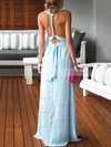 Sheath/Column V-neck Chiffon Floor-length Ruffles Prom Dresses #Favs020103552
