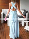 Sheath/Column V-neck Chiffon Floor-length Ruffles Prom Dresses #Favs020103552