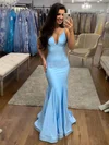 Trumpet/Mermaid V-neck Silk-like Satin Sweep Train Prom Dresses #Favs020107060