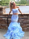 Trumpet/Mermaid Off-the-shoulder Organza Silk-like Satin Sweep Train Beading Prom Dresses #Favs020107066