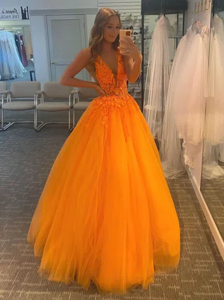 Ball Gown V-neck Tulle Floor-length Beading Prom Dresses #Favs020107073 Ball Gown V-neck Tulle Floor-length Beading Prom Dresses #Favs020107073