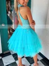 A-line High Neck Tulle Short/Mini Beading Prom Dresses #Favs020107076