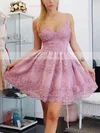A-line V-neck Tulle Short/Mini Beading Prom Dresses #Favs020107078