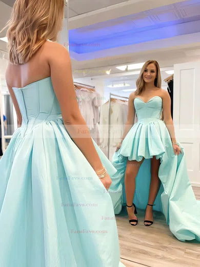 A-line Strapless Silk-like Satin Asymmetrical Prom Dresses #Favs020107083