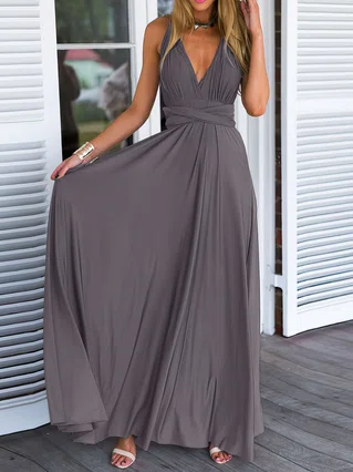 A-line V-neck Chiffon Floor-length Prom Dresses #Favs020103579