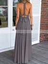 A-line V-neck Chiffon Floor-length Prom Dresses #Favs020103579