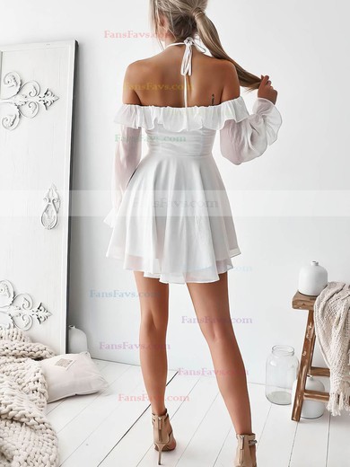 A-line Off-the-shoulder Chiffon Short/Mini Ruffles Prom Dresses #Favs020107098