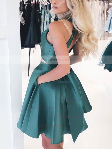 A-line Scoop Neck Silk-like Satin Short/Mini Pockets Prom Dresses #Favs020107099