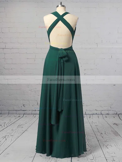 A-line V-neck Chiffon Floor-length Ruffles Prom Dresses #Favs020103580