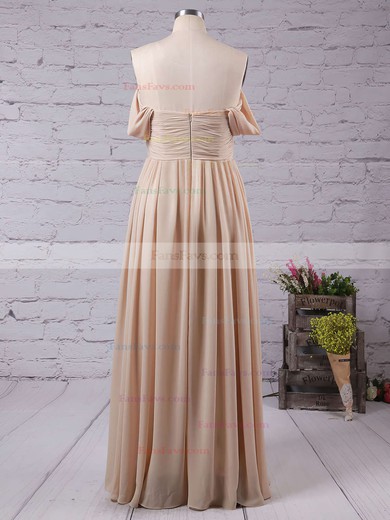A-line Off-the-shoulder Chiffon Floor-length Ruffles Prom Dresses #Favs020103599