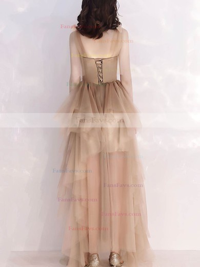 A-line Square Neckline Tulle Floor-length Tiered Prom Dresses #Favs020107151