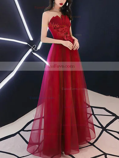 Ball Gown Strapless Organza Floor-length Appliques Lace Prom Dresses #Favs020107153