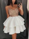 A-line V-neck Stretch Crepe Short/Mini Appliques Lace Prom Dresses #Favs020107154