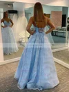 Ball Gown V-neck Satin Tulle Sweep Train Sequins Prom Dresses #Favs020107172