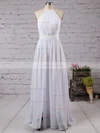 A-line Halter Chiffon Floor-length Split Front Prom Dresses #Favs020103638