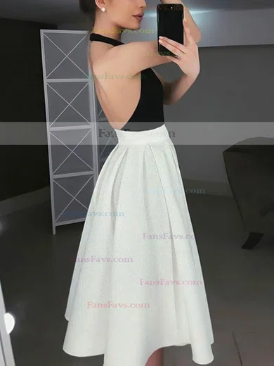 A-line Halter Satin Knee-length Prom Dresses #Favs020107193