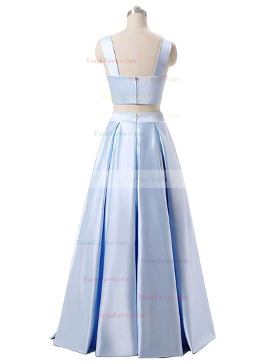 A-line V-neck Satin Floor-length Prom Dresses #Favs020103649