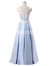 A-line V-neck Satin Floor-length Prom Dresses #Favs020103649