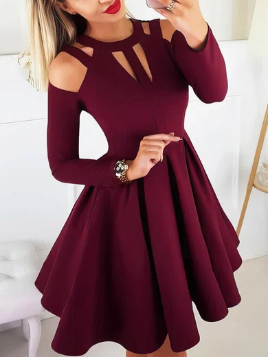 A-line Scoop Neck Stretch Crepe Short/Mini Prom Dresses #Favs020107202