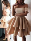 A-line Off-the-shoulder Stretch Crepe Short/Mini Tiered Prom Dresses #Favs020107207