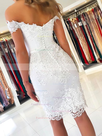 Sheath/Column Off-the-shoulder Tulle Short/Mini Beading Prom Dresses #Favs020107208