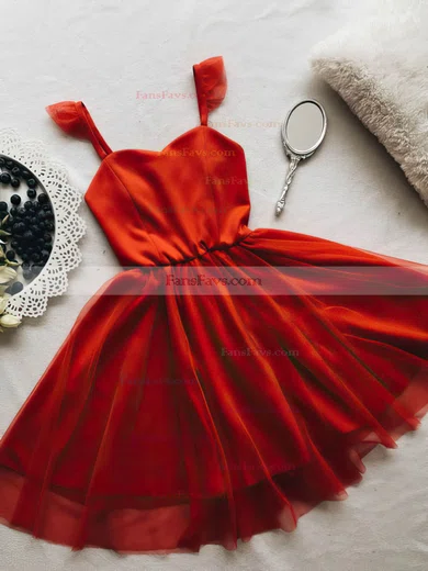 A-line V-neck Tulle Stretch Crepe Short/Mini Prom Dresses #Favs020107209