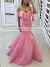 Trumpet/Mermaid Off-the-shoulder Silk-like Satin Sweep Train Ruffles Prom Dresses #Favs020107229