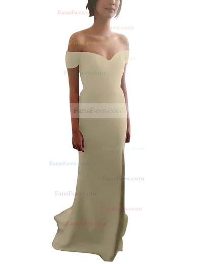 Trumpet/Mermaid Off-the-shoulder Stretch Crepe Sweep Train Split Front Prom Dresses #Favs020103671