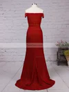 Trumpet/Mermaid Off-the-shoulder Stretch Crepe Sweep Train Split Front Prom Dresses #Favs020103671