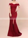 Trumpet/Mermaid Off-the-shoulder Stretch Crepe Sweep Train Split Front Prom Dresses #Favs020103671