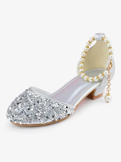 Kids' Closed Toe PVC Crystal Low Heel Girl Shoes #Favs03031490