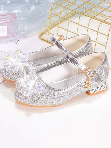 Kids' Closed Toe Sparkling Glitter Rhinestone Flat Heel Girl Shoes #Favs03031523