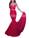 Trumpet/Mermaid Stretch Crepe Sweep Train Ruffles Prom Dresses #Favs020103768