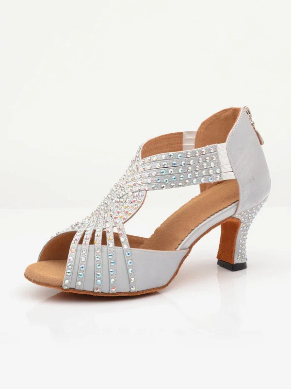Women's Sandals Satin Zipper Kitten Heel Dance Shoes #Favs03031086