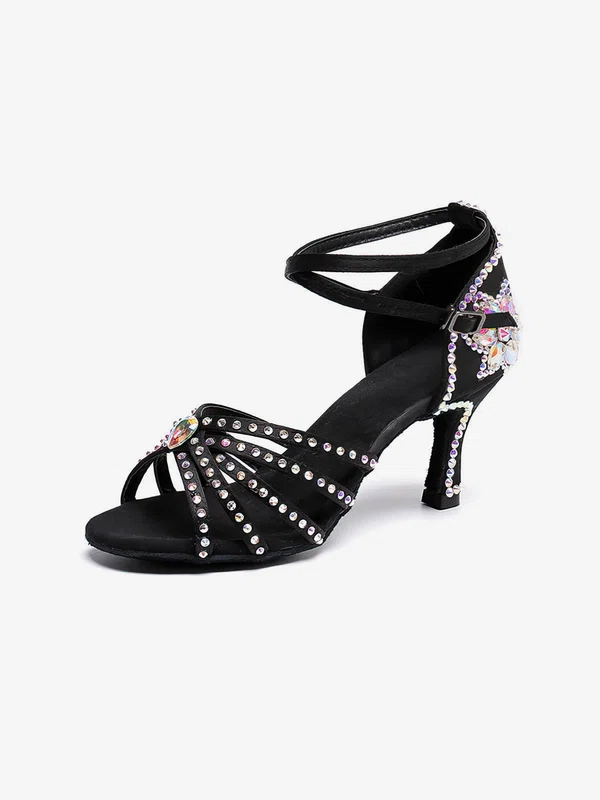 Women's Sandals Satin Rhinestone Kitten Heel Dance Shoes #Favs03031209