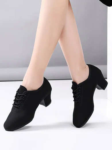 Women's Closed Toe Canvas Kitten Heel Dance Shoes #Favs03031210